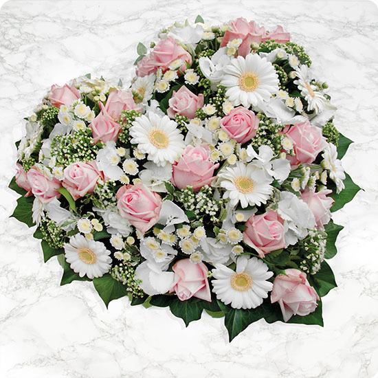 Corazón de flores Dulce Memoria — rosa y blanco 1