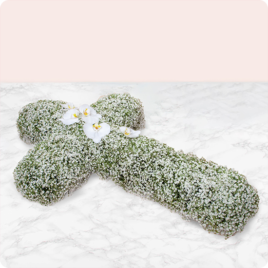 Cruz de duelo Gypsophila y Orquídeas 1