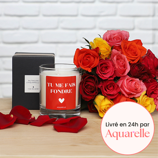 Declaración Perfumada & Rosas Arlequín — vela y rosas 1