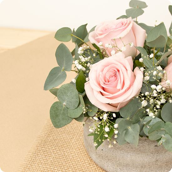 Arreglo Terciopelo de rosa — rosas, gypsophila y eucalipto 2